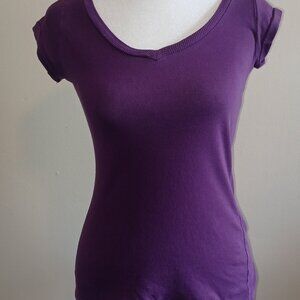 MAXrave Purple Short-Sleeved Shirt Size: S